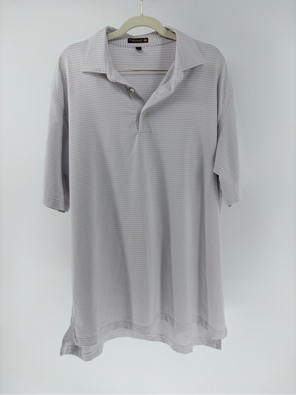 Peter Millar Summer Comfort Striped Polo Gray, Lavender & White Sz L BallenIsles